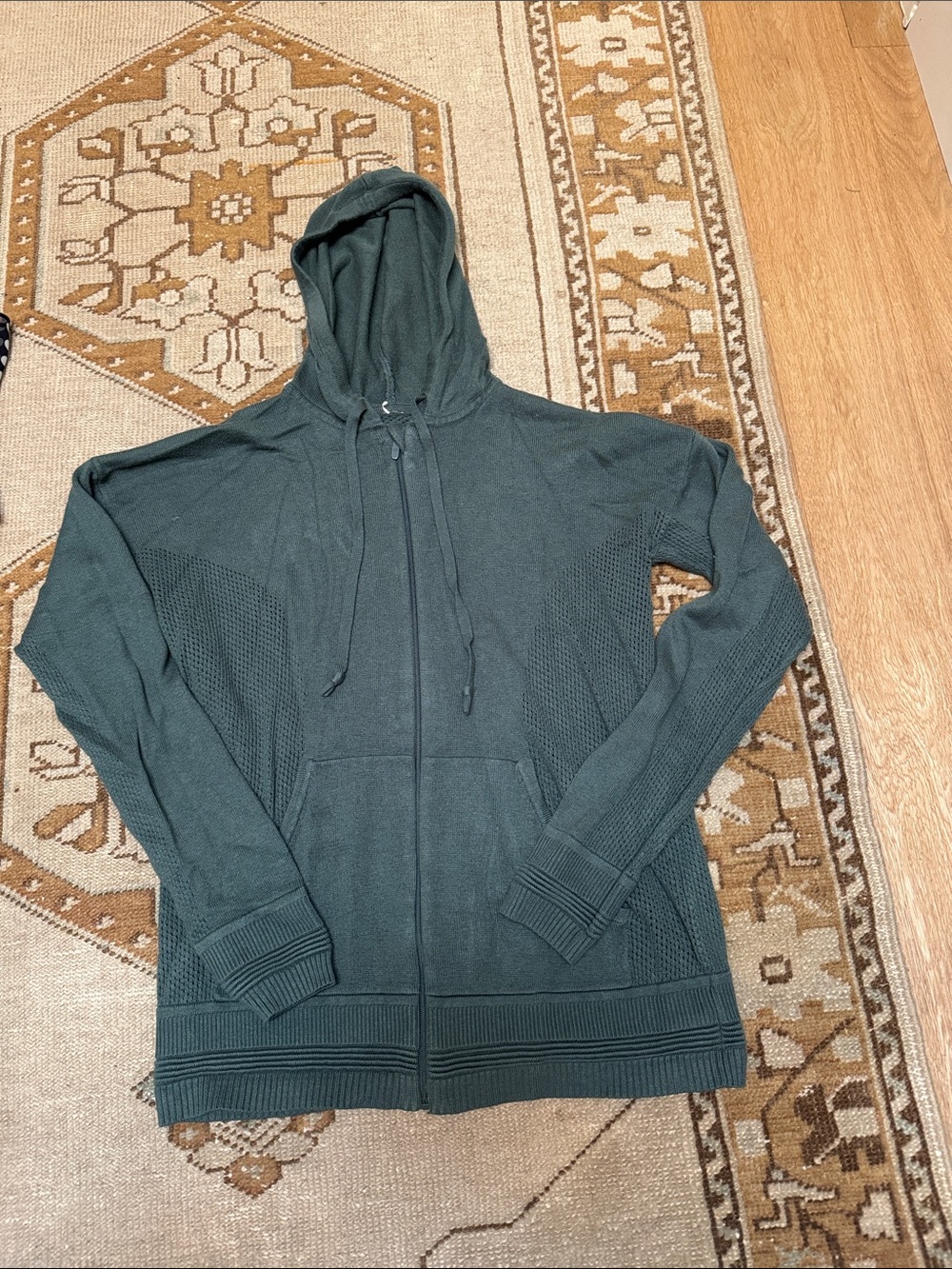 Lulu lemon Forest Green Hooded Zip Knit Sweater